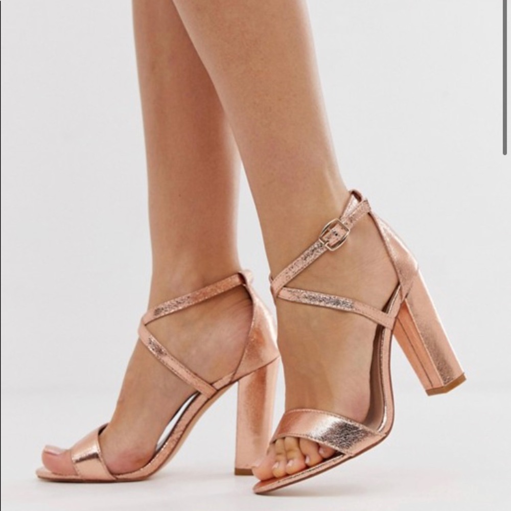 Rose Gold Wide Fit Sandals Heels